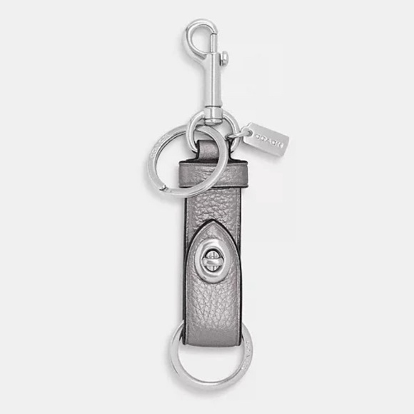 NEW! Metallic Pebbled Leather Trigger Snap Bag Charm Dbl End Valet Key Ring NWT - Picture 5 of 14
